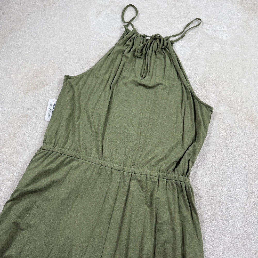Old Navy Womens Halter Neck Romper Olive Green Petite Medium NWT